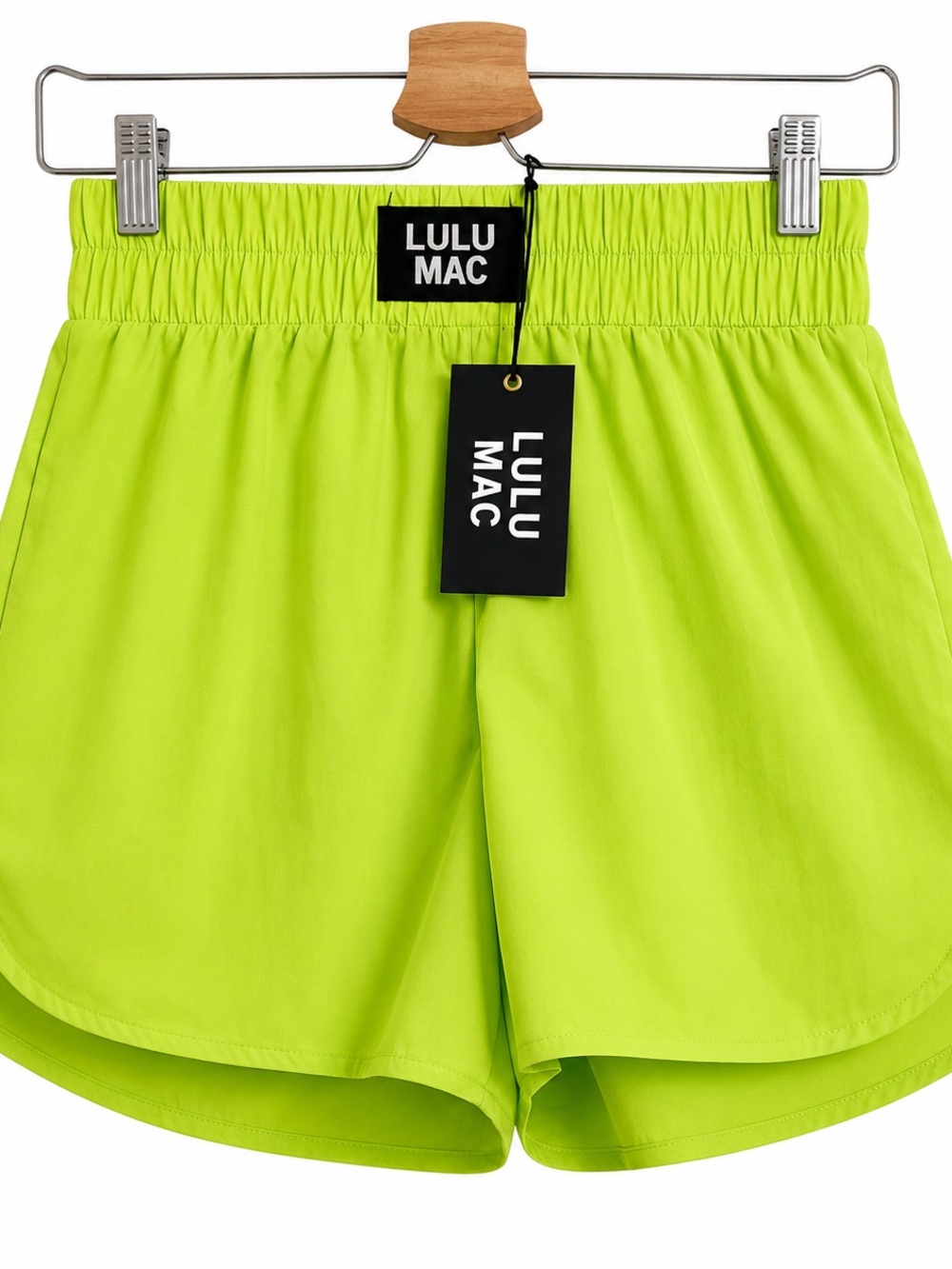 Lulu Mac Neon Lime Athletic Shorts dopamine vibrant neon lounge new sporty small